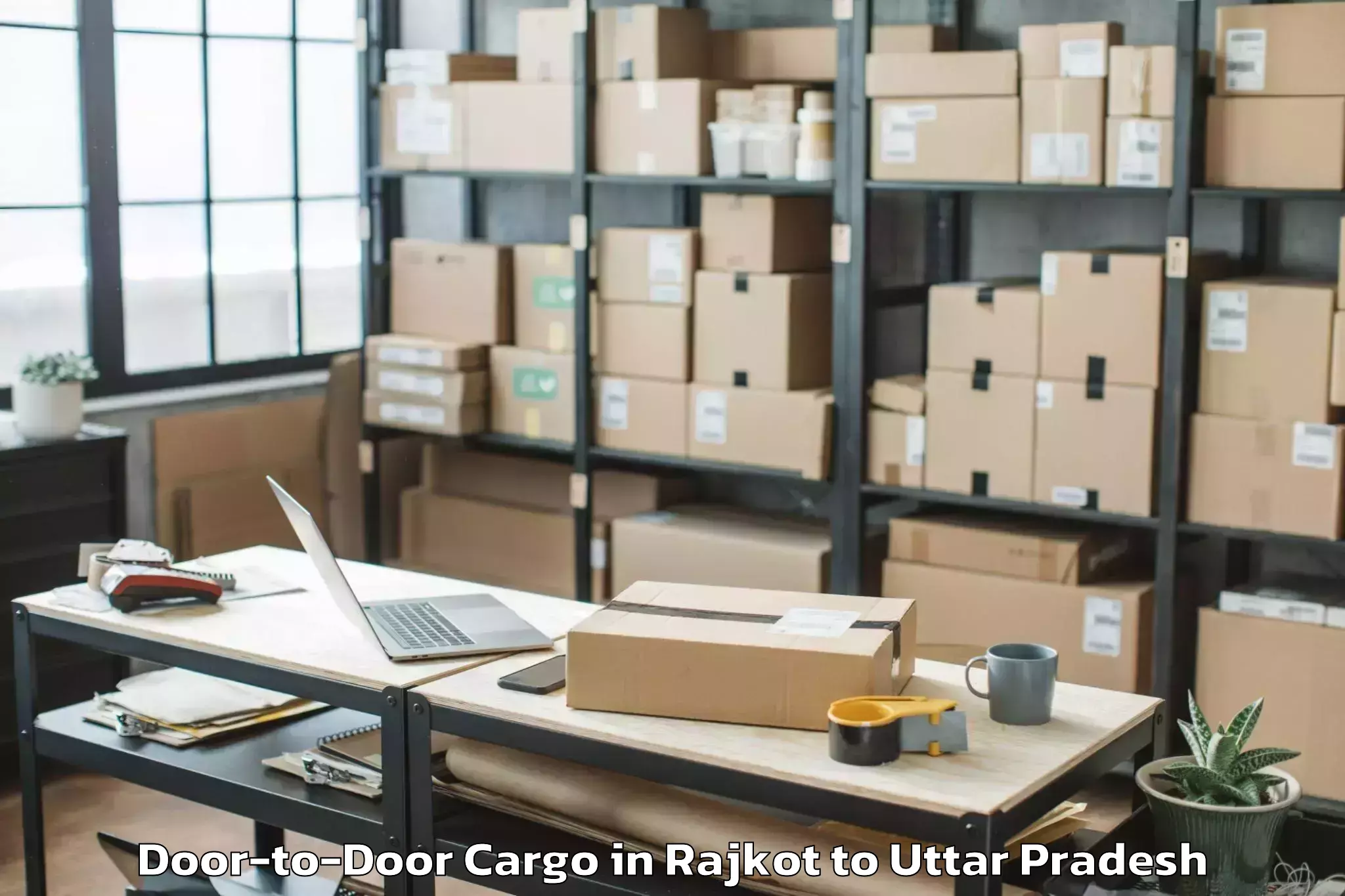 Efficient Rajkot to Iftm University Moradabad Door To Door Cargo